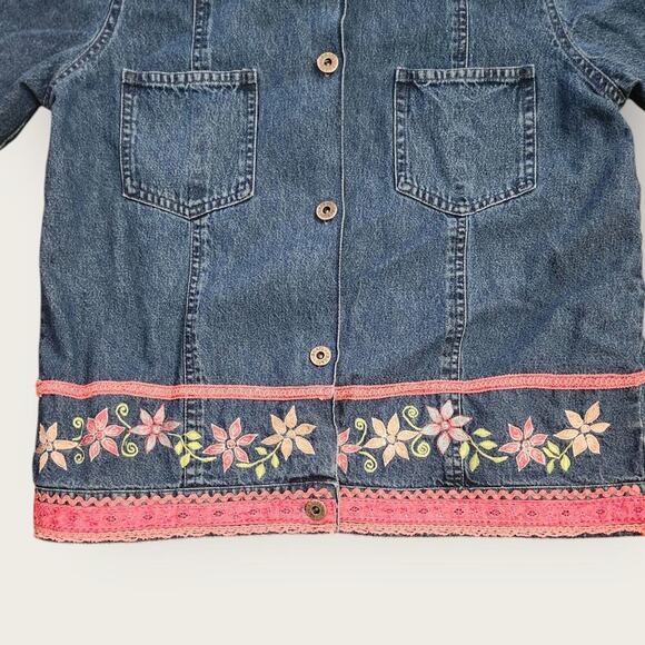 Agapo Collection Button Up Shirt Women's Sz M VTG embroidered Floral Denim - Picture 4 of 6